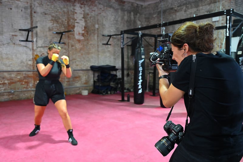 Photographer Jennifer Pottheiser photographing a boxer with the Nikon Z9 Photographer Jennifer Pottheiser photographing a boxer with the Nikon Z9