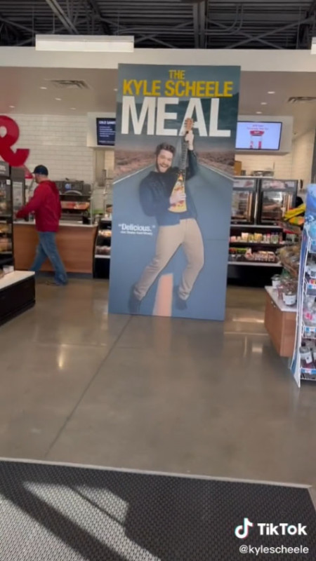 A giant cardboard cutout placed in a gas station as a prank A giant cardboard cutout placed in a gas station as a prank