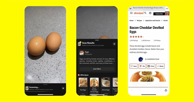 Snapchat Food Scan feature