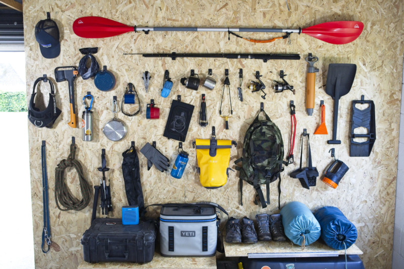 Outdoor gear stored using SUPERHOOK™ Outdoor gear stored using SUPERHOOK™