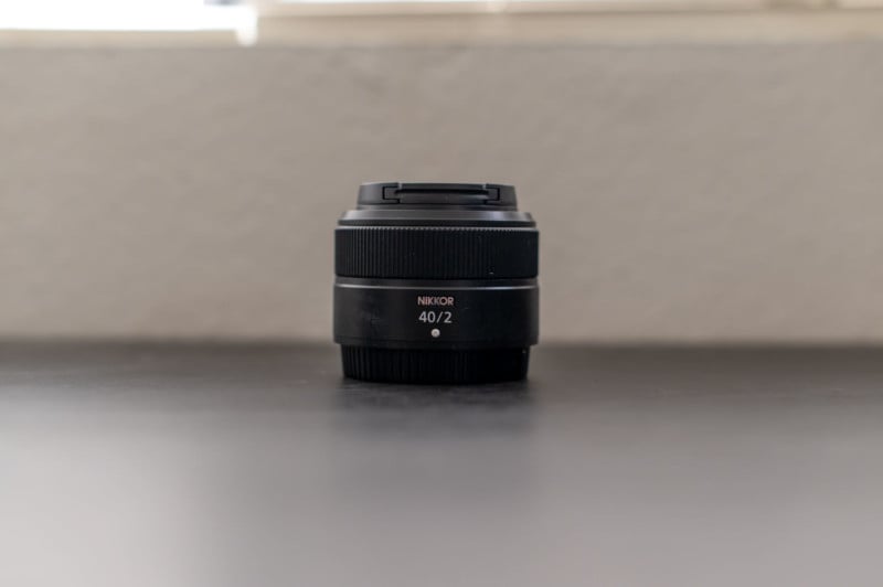 A side view of the Nikon Z 40mm f/2 lens A side view of the Nikon Z 40mm f/2 lens