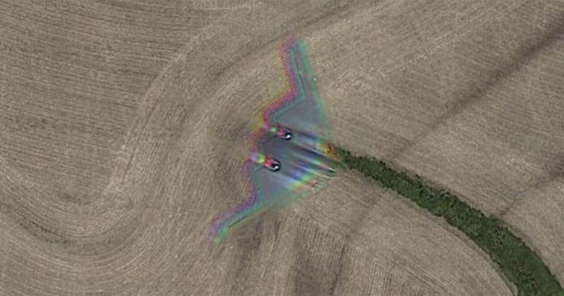 A B-2 Spirit stealth bomber captured by Google Maps