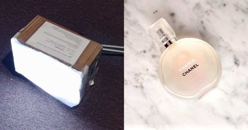 A do-it-yourself DIY softbox and a photo captured with it A do-it-yourself DIY softbox and a photo captured with it