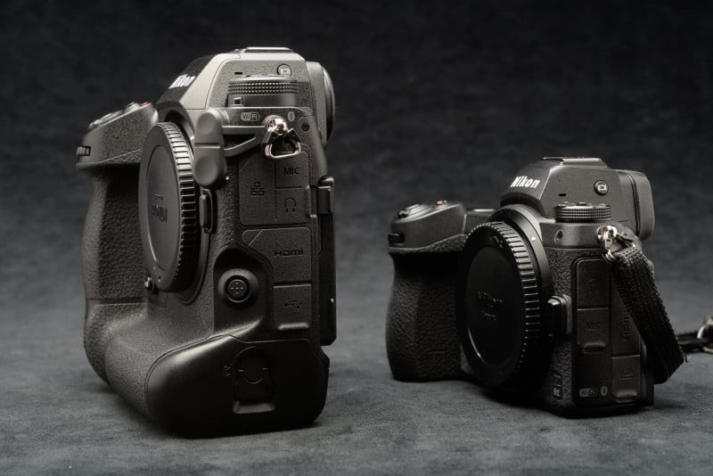 The Nikon Z9 next to the smaller Nikon Z6 II The Nikon Z9 next to the smaller Nikon Z6 II
