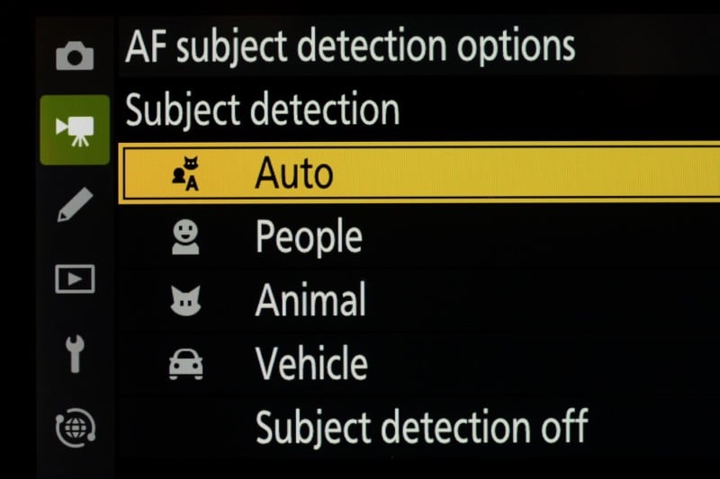 A screenshot of the menu system of the Nikon Z9