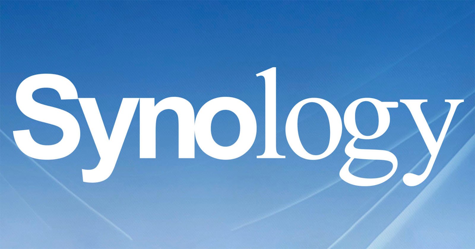 Synology logo on a gradient blue background