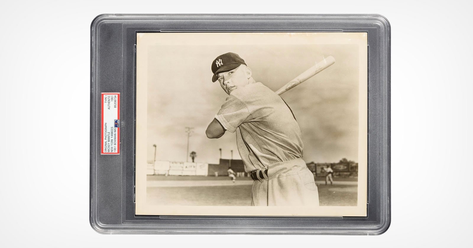 A preserved photo of Mickey Mantle.