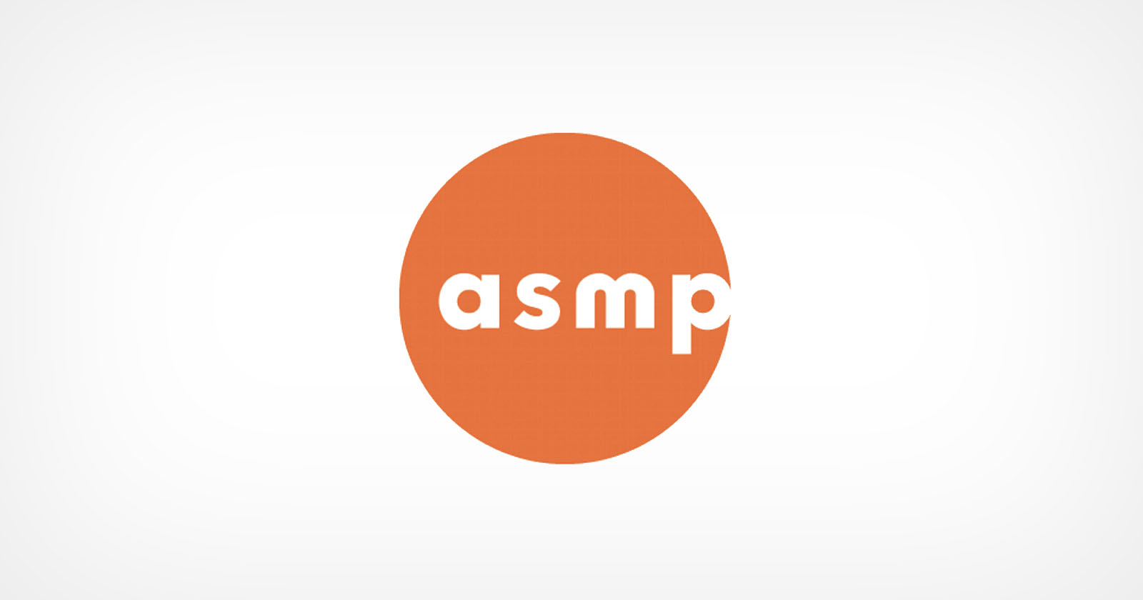 ASMP logo with lowercase white letters asmp inside an orange circle on a light gray background. ASMP logo with lowercase white letters asmp inside an orange circle on a light gray background.