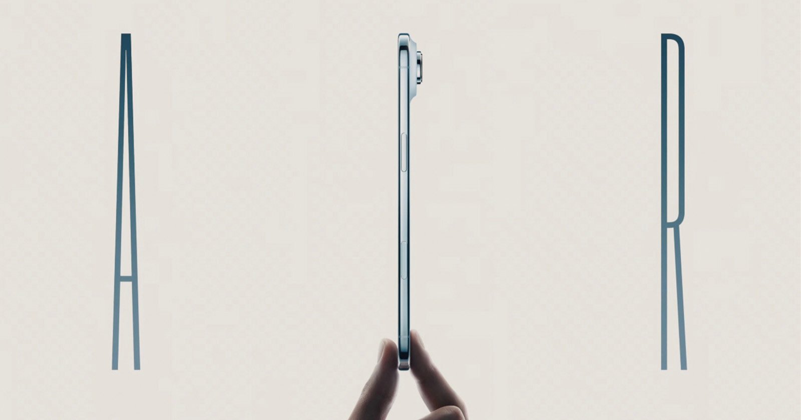 A hand holds a thin tablet upright between two large, stylized letters A and R, emphasizing the slim design with the word AIR suggested in the background. A hand holds a thin tablet upright between two large, stylized letters A and R, emphasizing the slim design with the word AIR suggested in the background.